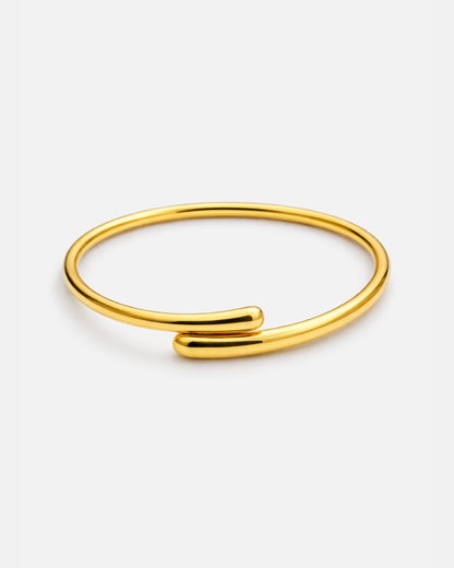 Open Overlap Bangle Bracelet, Gold-Plated Stainless Steel