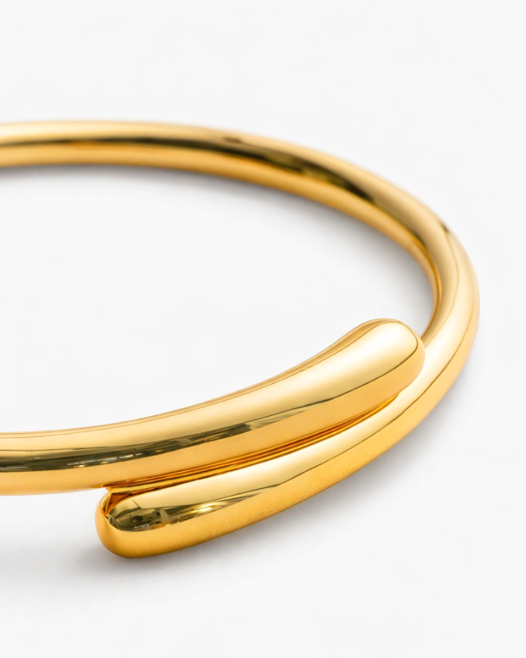 Open Overlap Bangle Bracelet, Gold-Plated Stainless Steel