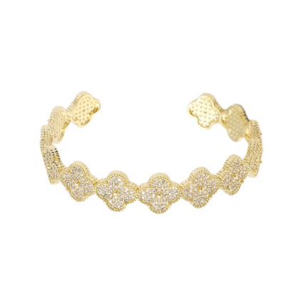 Pave Clover Open Cuff Bracelet