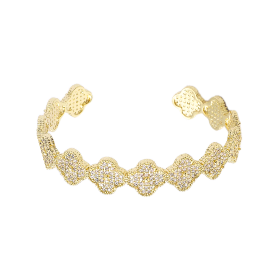 Pave Clover Open Cuff Bracelet