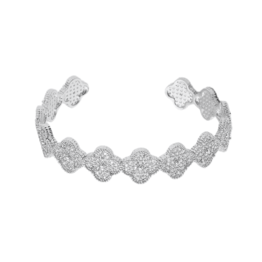 Pave Clover Open Cuff Bracelet