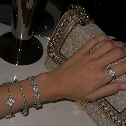 Pave Clover Open Cuff Bracelet