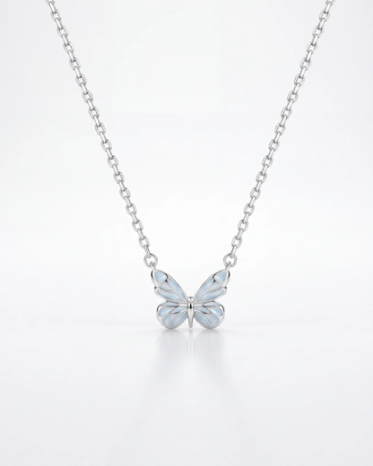 Blue Butterfly Pendant Necklace, 925 Sterling Silver