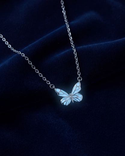 Blue Butterfly Pendant Necklace, 925 Sterling Silver