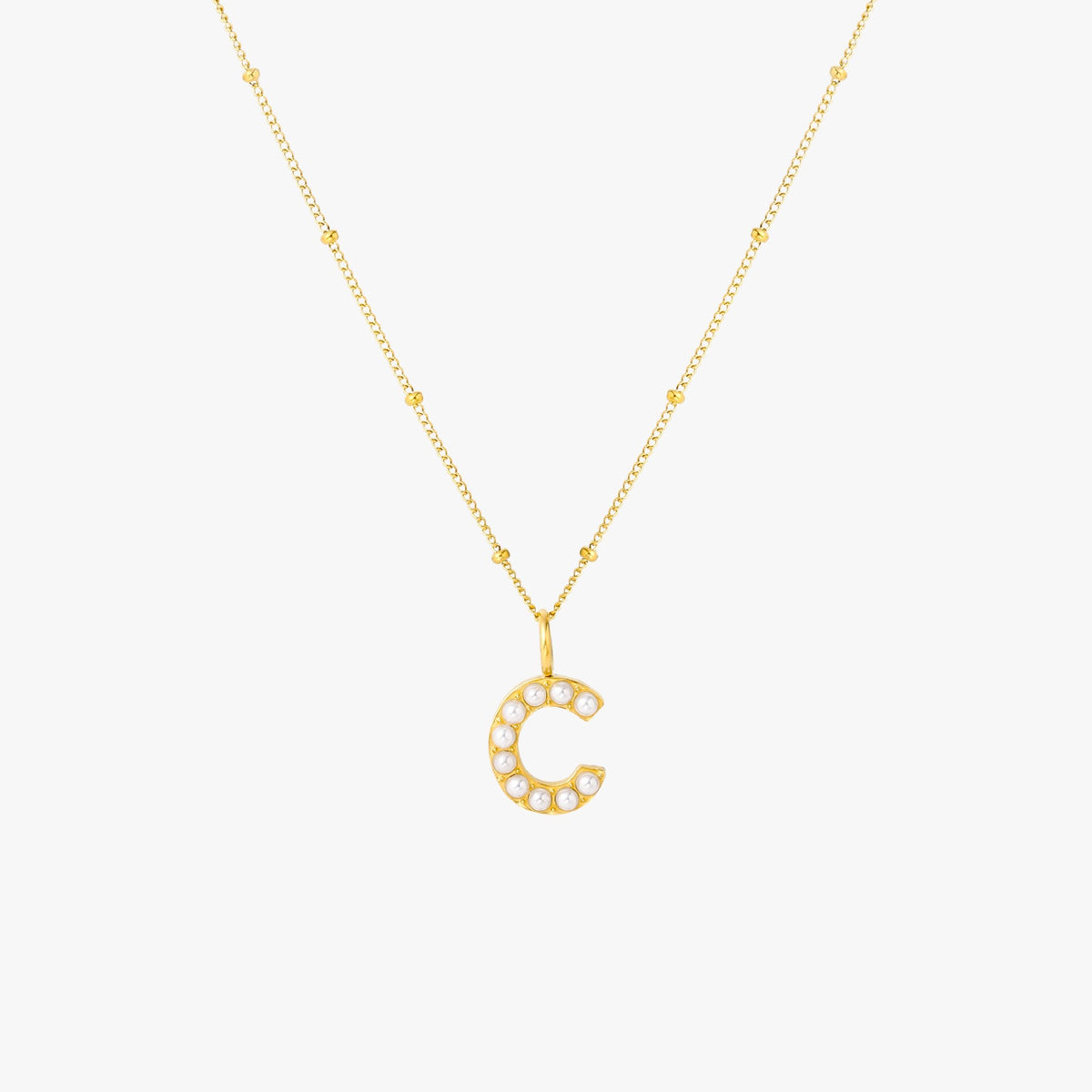 Mother-of-Pearl Initial Necklace, A–Z