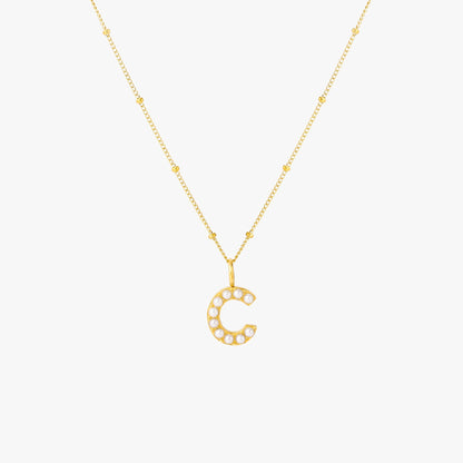Mother-of-Pearl Initial Necklace, A–Z