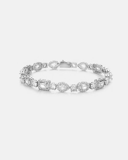 Clear Mixed-Cut Zirconia Tennis Bracelet, 8 mm, Silver-Tone — Celeste