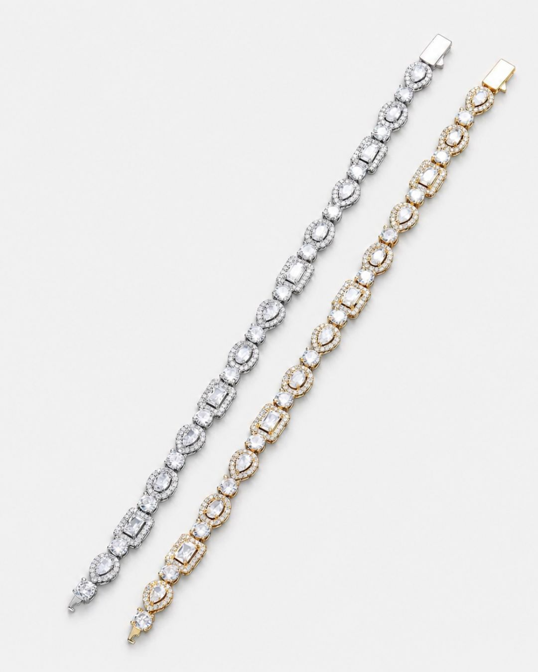 Clear Mixed-Cut Zirconia Tennis Bracelet, 8 mm, Silver-Tone — Celeste