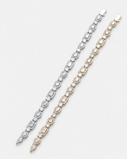 Clear Mixed-Cut Zirconia Tennis Bracelet, 8 mm, Silver-Tone — Celeste