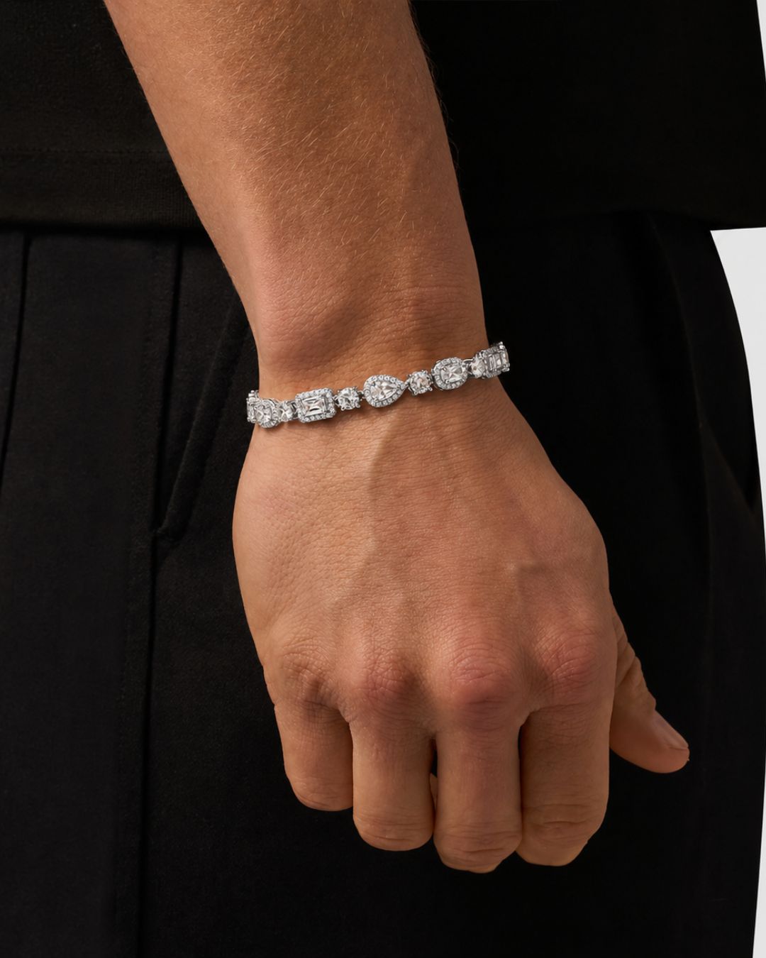 Clear Mixed-Cut Zirconia Tennis Bracelet, 8 mm, Silver-Tone — Celeste