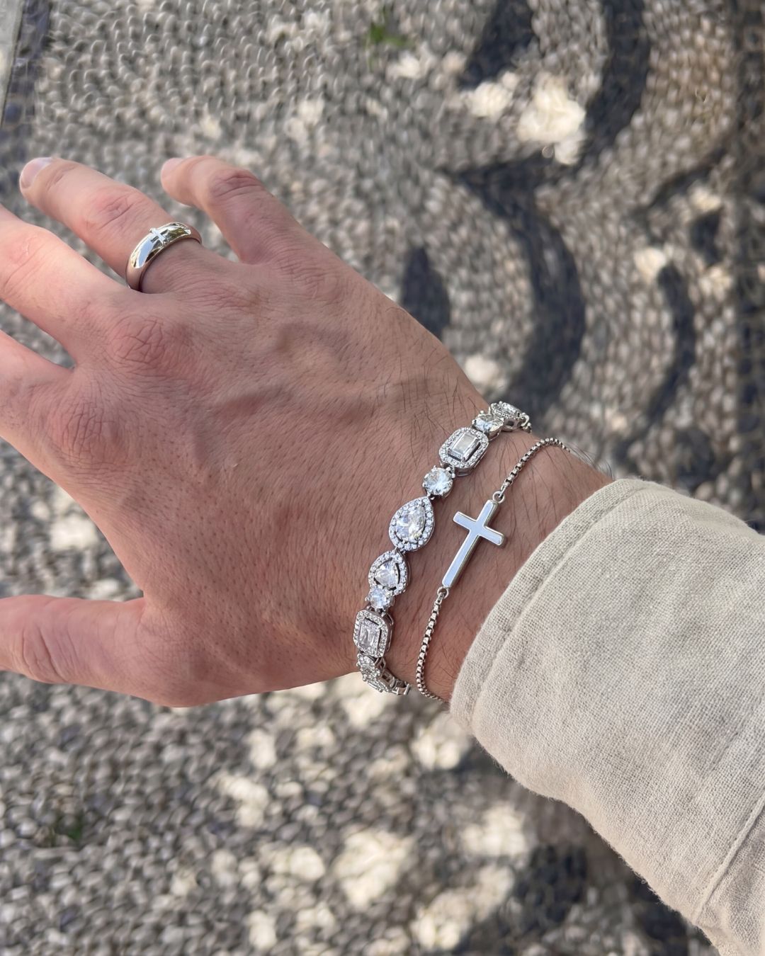 Clear Mixed-Cut Zirconia Tennis Bracelet, 8 mm, Silver-Tone — Celeste