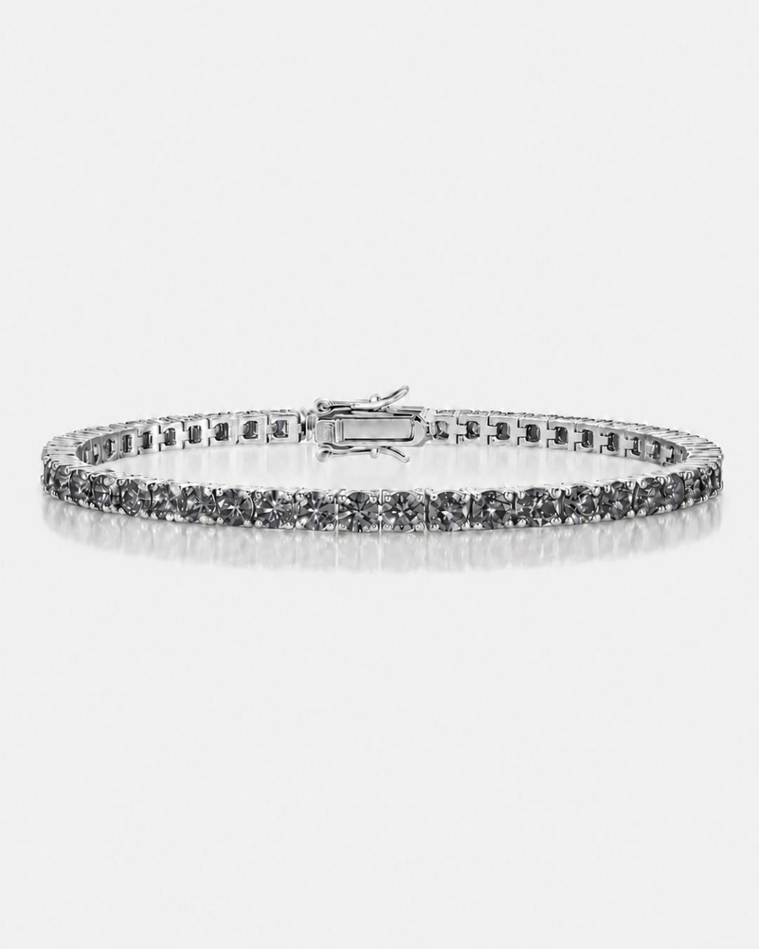 Men’s Grey Moissanite Tennis Bracelet, 4 mm, 925 Sterling Silver
