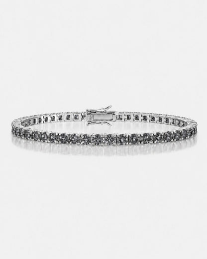 Men’s Grey Moissanite Tennis Bracelet, 4 mm, 925 Sterling Silver