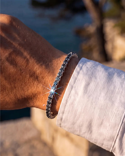 Men’s Grey Moissanite Tennis Bracelet, 4 mm, 925 Sterling Silver