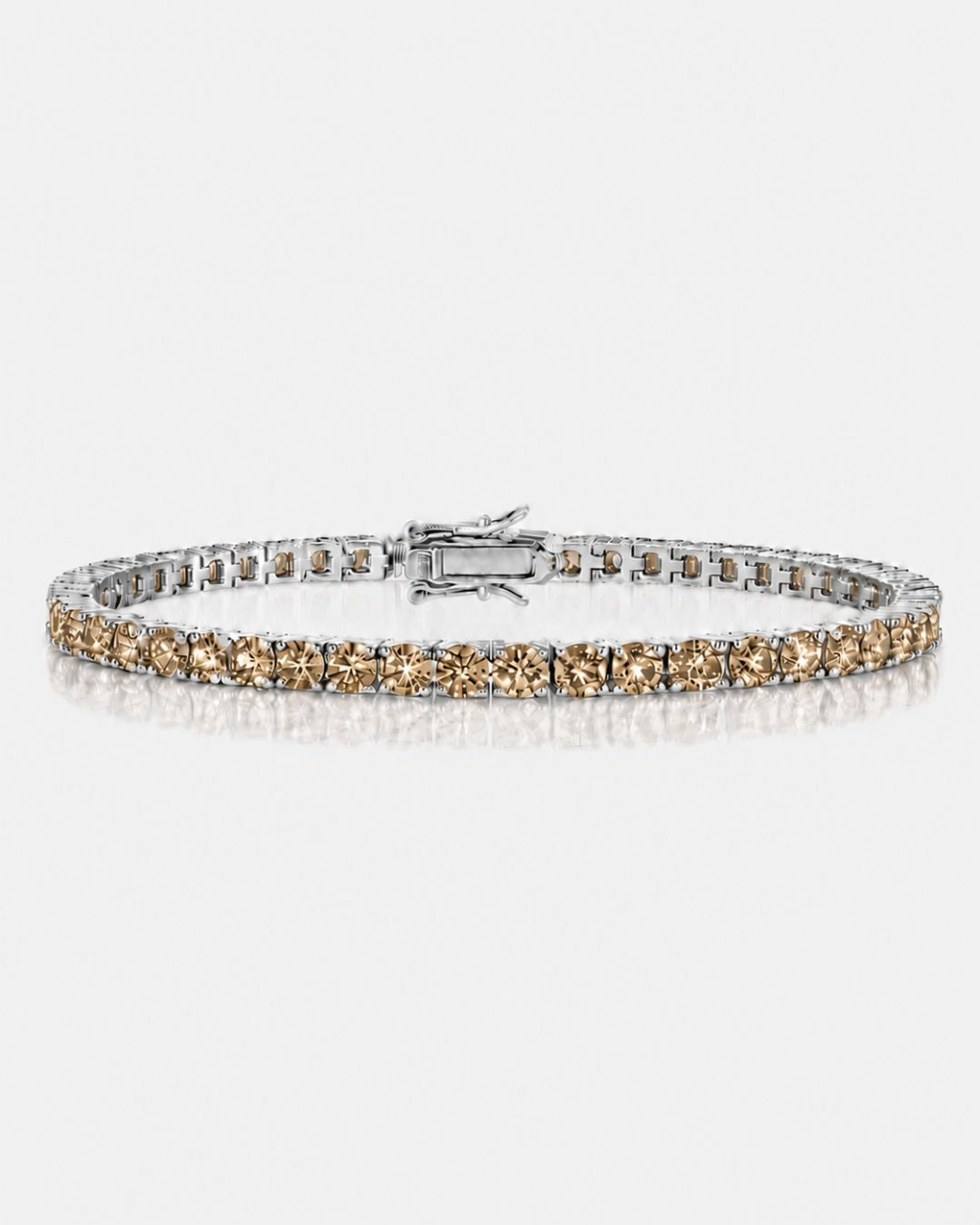 Men’s Champagne Moissanite Tennis Bracelet, 4 mm, 925 Sterling Silver