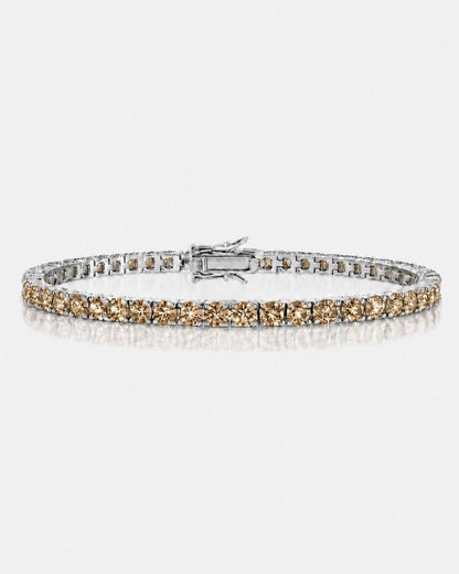 Men’s Champagne Moissanite Tennis Bracelet, 4 mm, 925 Sterling Silver