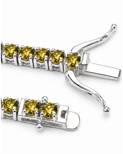 Men’s Champagne Moissanite Tennis Bracelet, 4 mm, 925 Sterling Silver