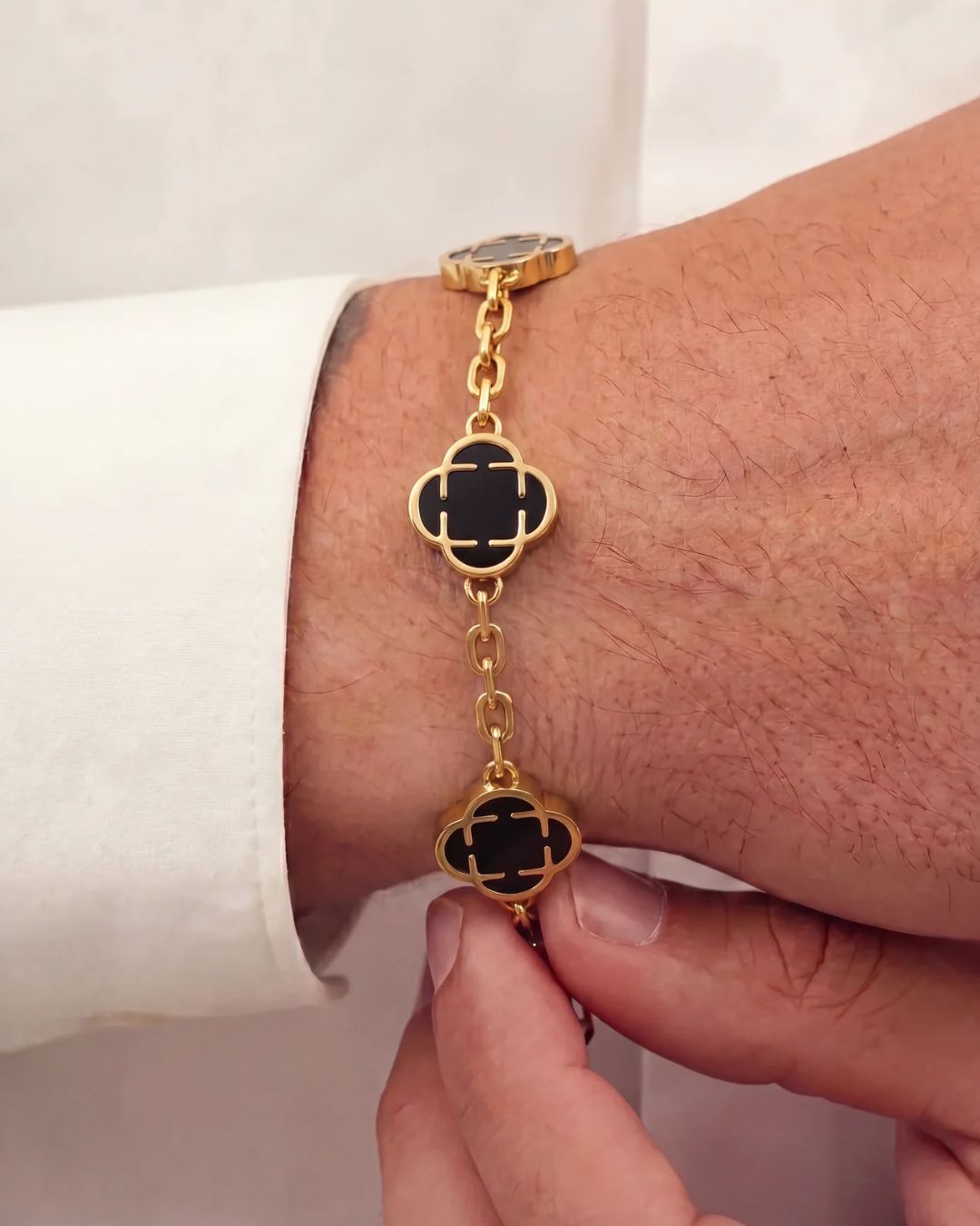 Black Clover Charm Bracelet, Gold-Plated Stainless Steel