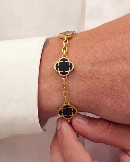 Black Clover Charm Bracelet, Gold-Plated Stainless Steel