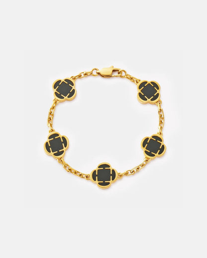 Black Clover Charm Bracelet, Gold-Plated Stainless Steel