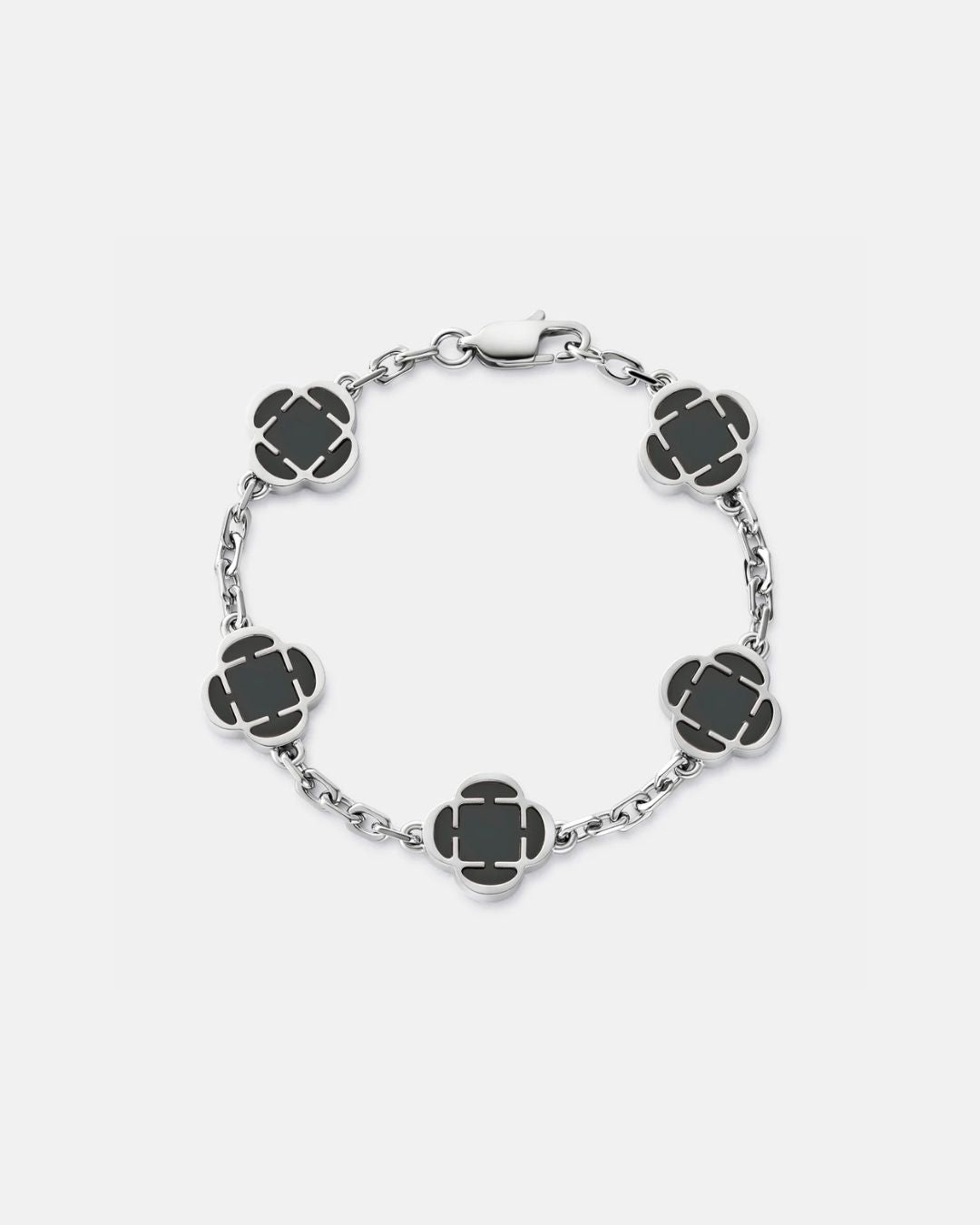 Black Clover Charm Bracelet, Silver-Plated Stainless Steel