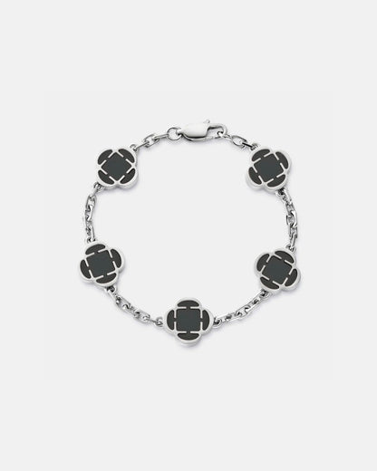 Black Clover Charm Bracelet, Silver-Plated Stainless Steel