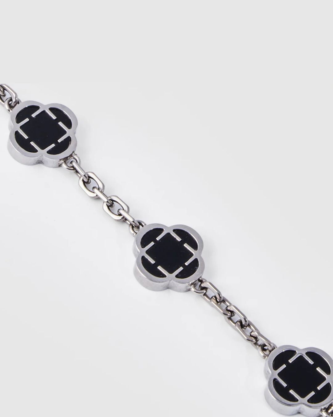 Black Clover Charm Bracelet, Silver-Plated Stainless Steel