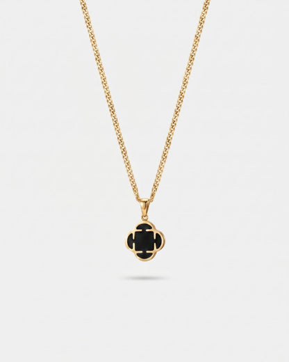 Black Clover Pendant Necklace, Gold-Plated Steel