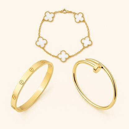 White Clover Nail and Screw Bracelet Set — Toscane