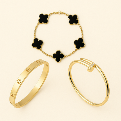 Black Clover Nail and Screw Bracelet Set — Crete
