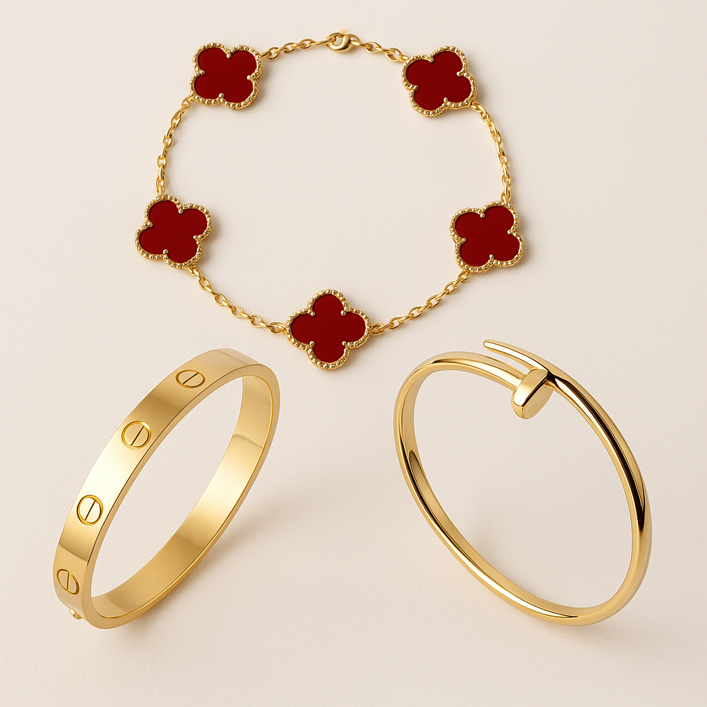 Red Clover Nail and Screw Bracelet Set — Ibiza
