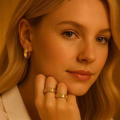 Screw Detail Hoop Earrings — Love