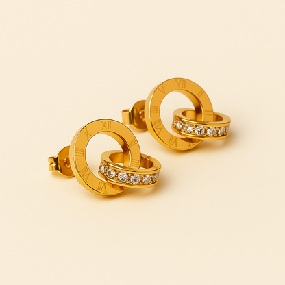 Interlocking Roman Ring Stud Earrings — Camila