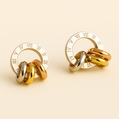 Roman Numeral Ring Stud Earrings — Lucia