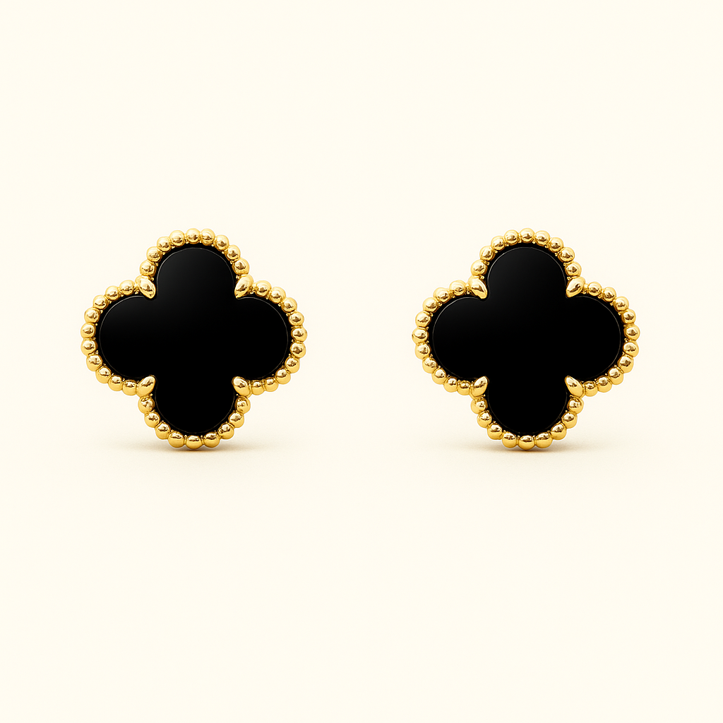 Black Clover Necklace Bracelet Earrings Set