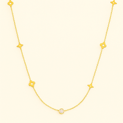 Clover Station Necklace with Clear Accent — Carrie