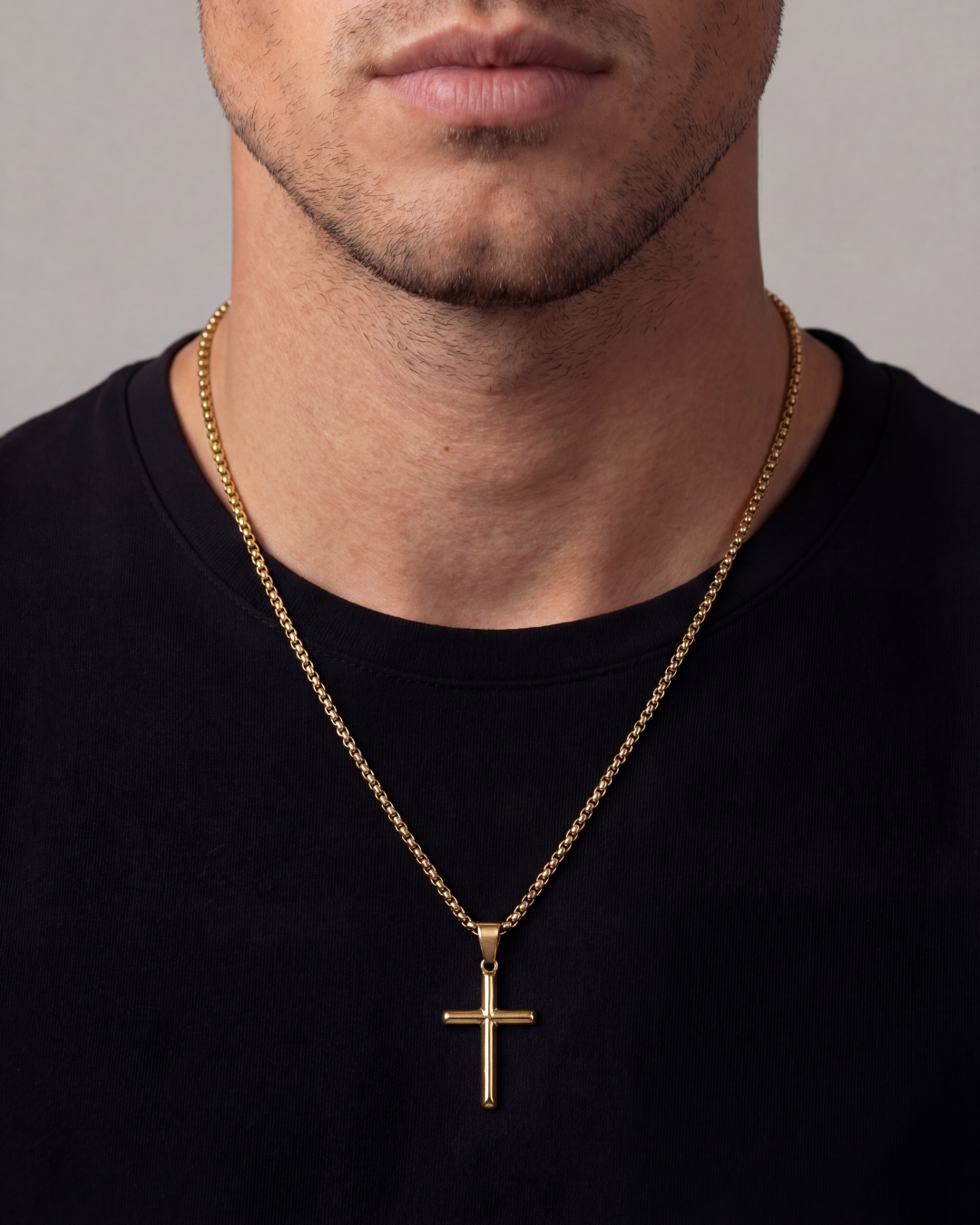 Slender Christian Cross Pendant Necklace, Gold-Plated