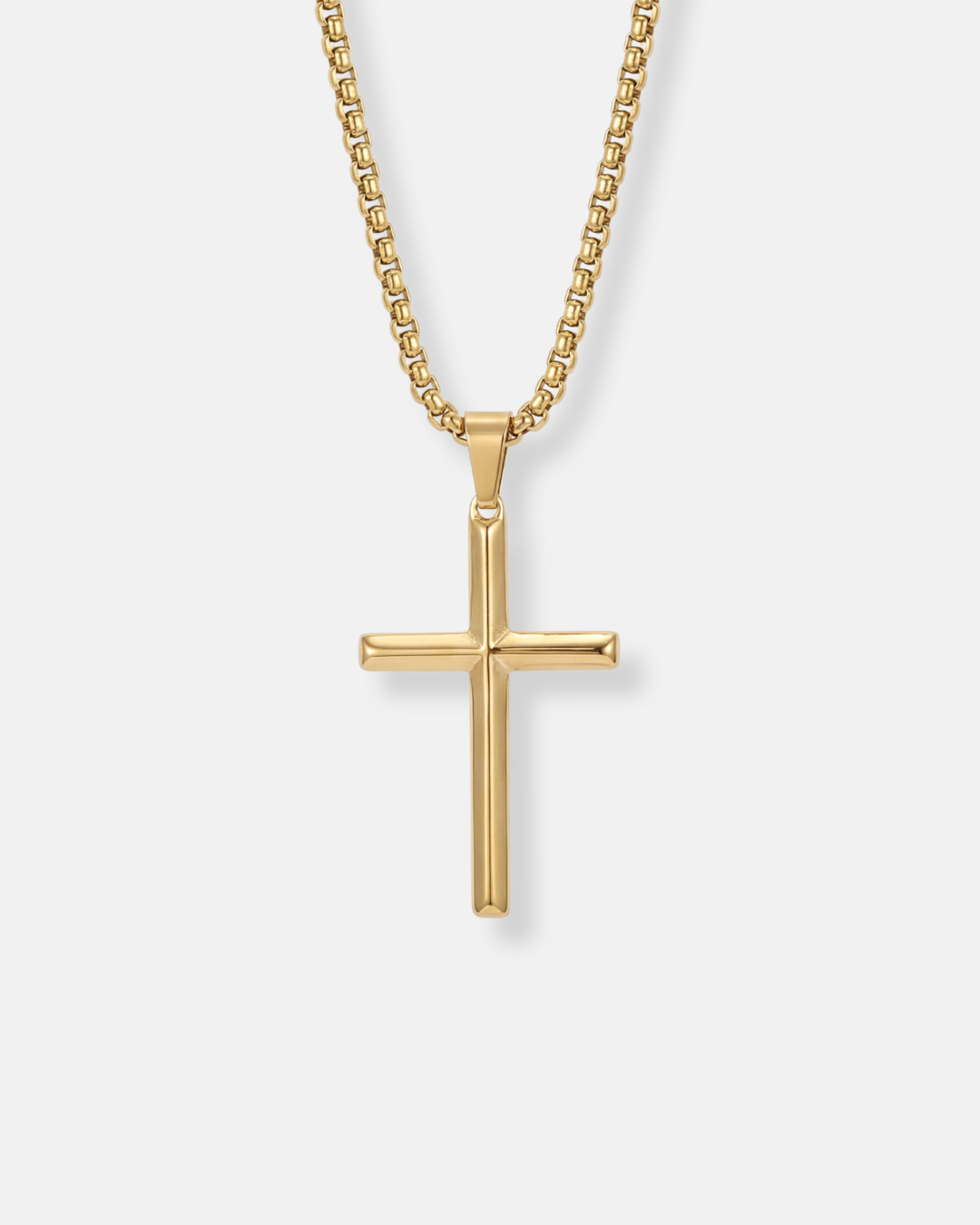 Slender Christian Cross Pendant Necklace, Gold-Plated