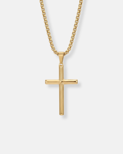 Slender Christian Cross Pendant Necklace, Gold-Plated