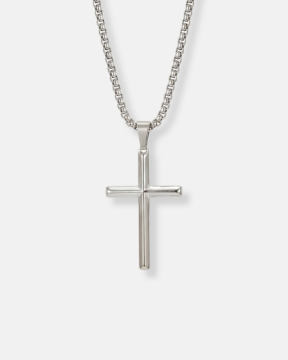 Slender Christian Cross Pendant Necklace, Silver-Plated