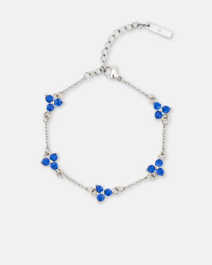 Blue Zircon Clover Bracelet, 316L Stainless Steel