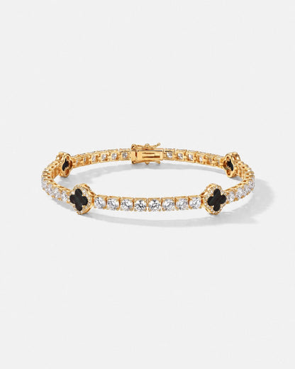Black Clover Tennis Bracelet, Gold-Plated