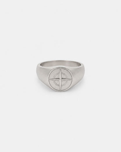 Men’s Compass Signet Ring, Silver-Tone, US 7–12