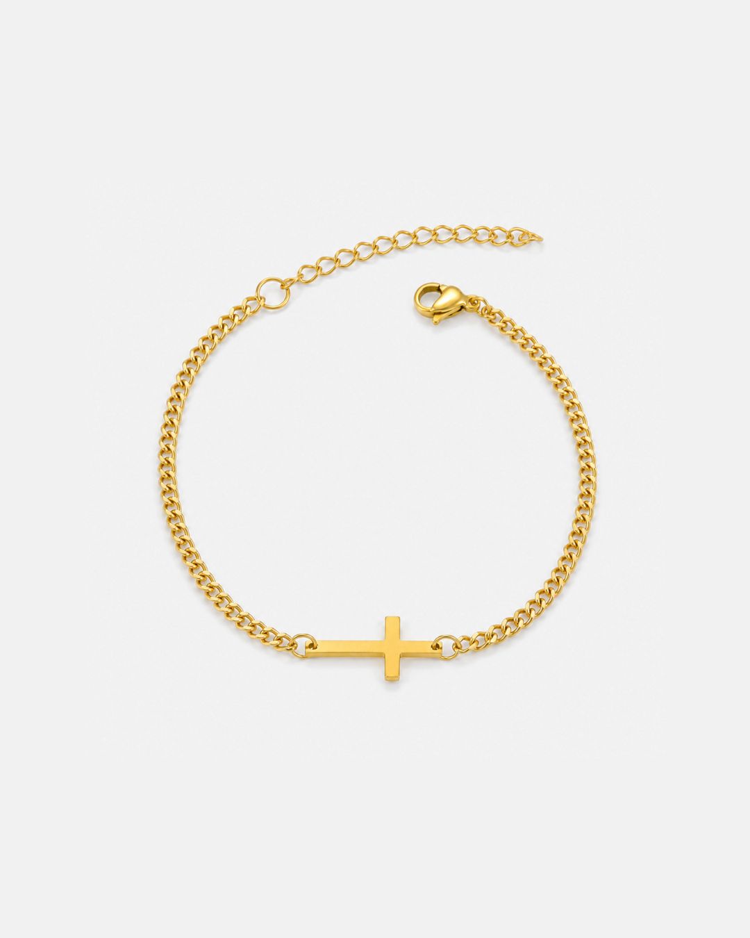 Men’s Cuban Link Cross Bracelet, 18K Gold-Plated