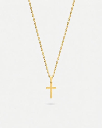 Men’s Cross Pendant Necklace, 18K Gold-Plated