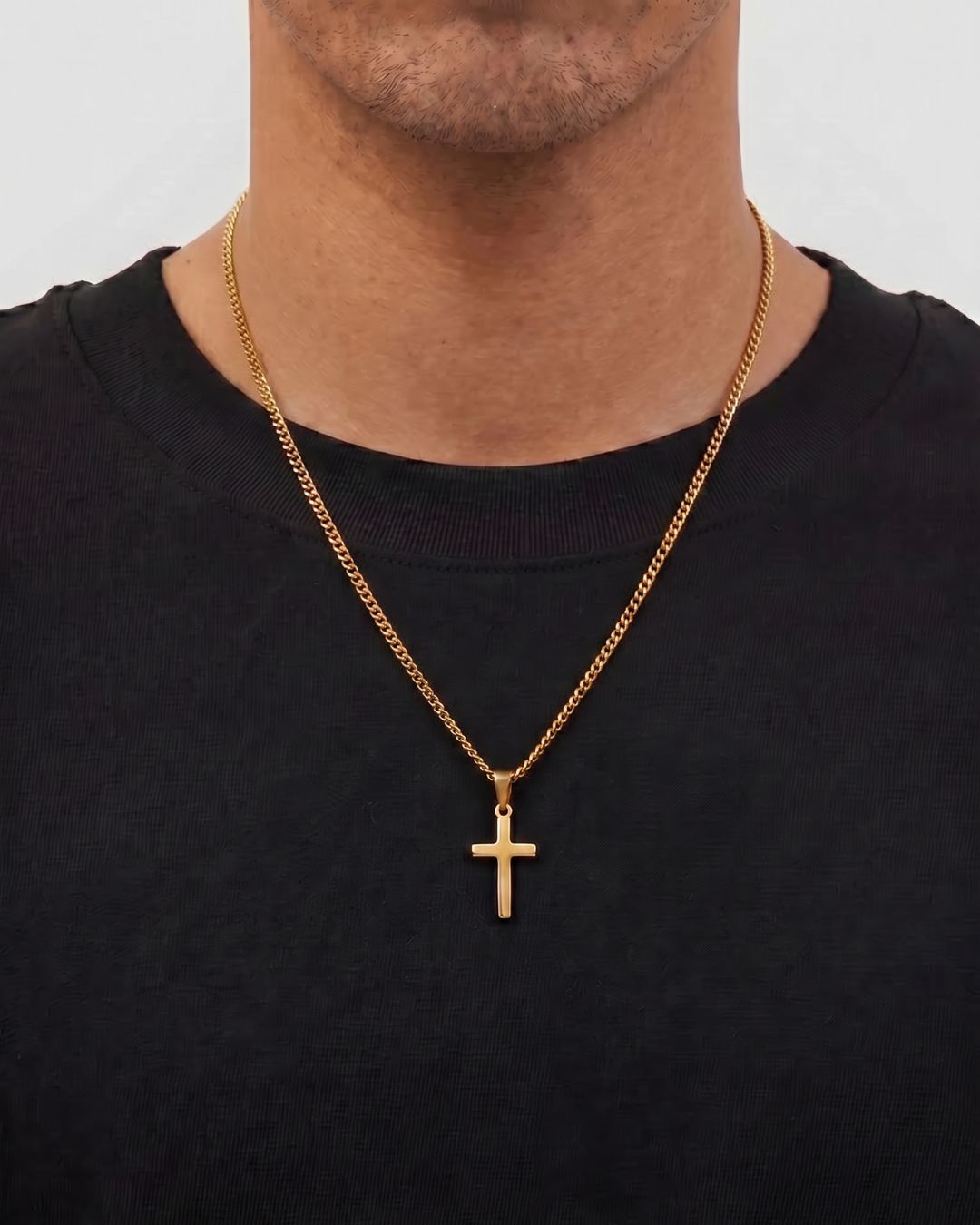 Men’s Cross Pendant Necklace, 18K Gold-Plated