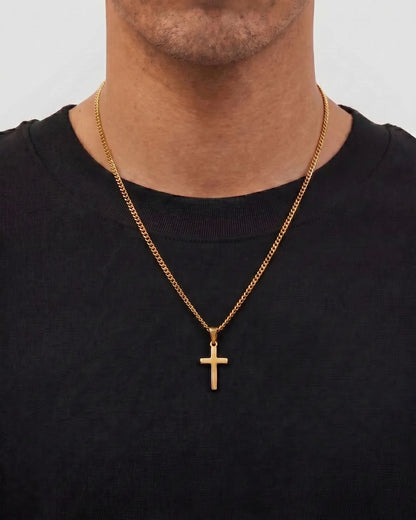 Men’s Cross Pendant Necklace, 18K Gold-Plated
