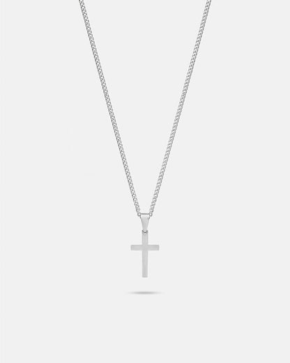 Men’s Cross Pendant Necklace, Silver-Tone Stainless Steel