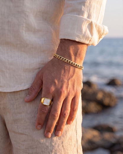 Men’s Cuban Link Bracelet, 6 mm, 14K Gold-Plated