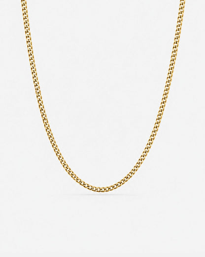 Men’s 18K Gold-Plated Cuban Chain Necklace, 3 mm